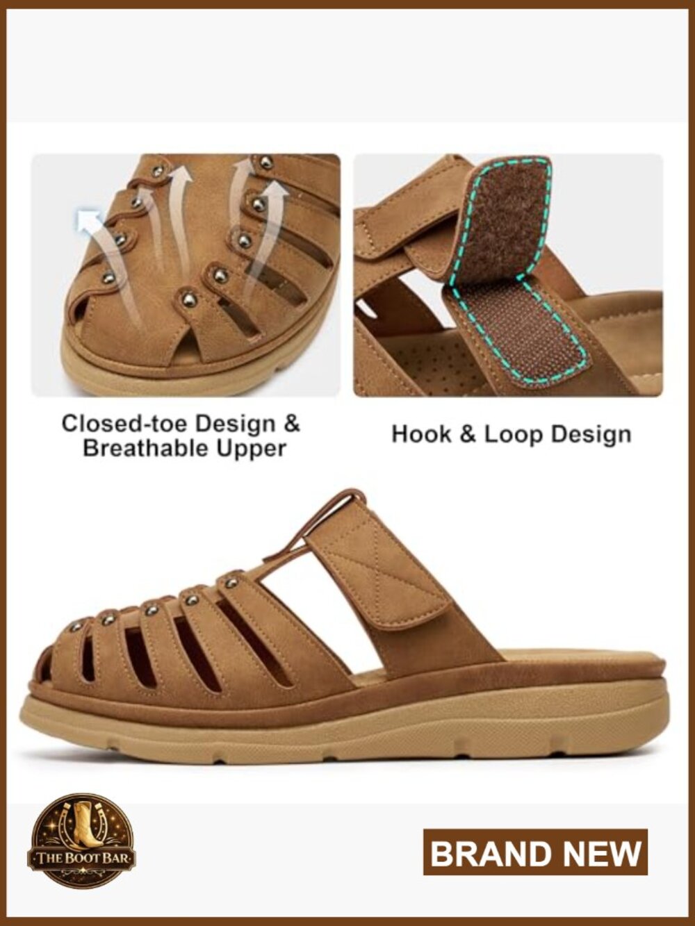 Closed Toe Mules with Memory Foam Insole Slip On Sandals - Picture 5 of 7